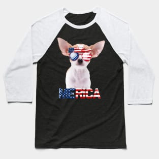 Merica Chihuahua Dog American Flag 4Th Of July Baseball T-Shirt